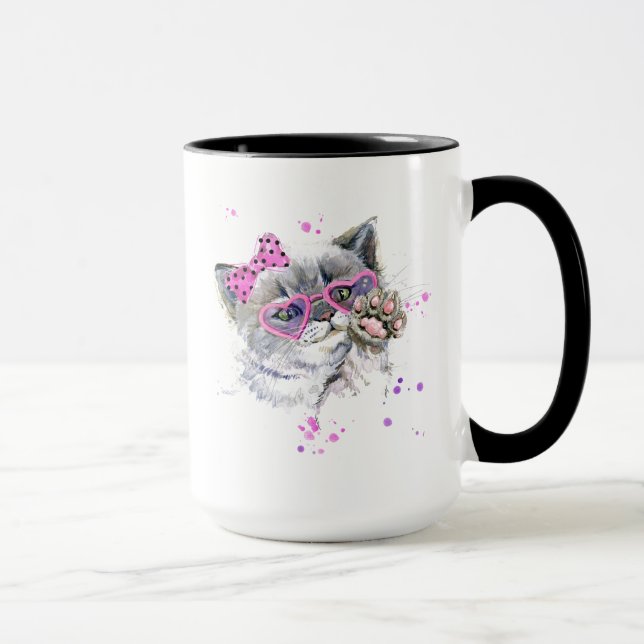 Gullig vattenfärgkattunge mugg (Höger)
