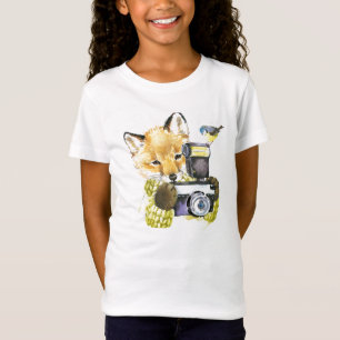 Gullig vattenfärgräv som tar bilder t shirt