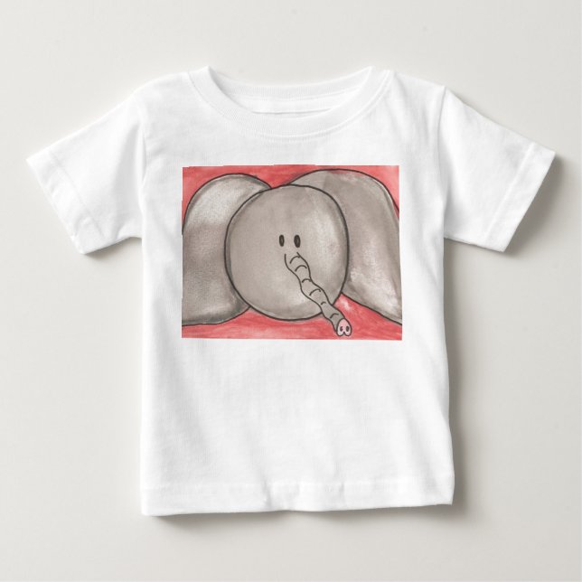 Gullig vattenfärgtecknadelefant tee (Framsida)