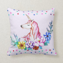 Gullig vattenfärgUnicorn med blommigt