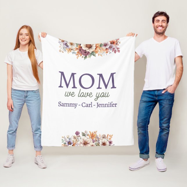 Gullig Vi älskar dig Mamma Fleecefilt (På plats)