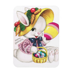 Gullig vintagepåskhare med ägget magnet