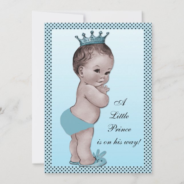 Gullig vintagePrince baby shower Inbjudningar (Framsida)