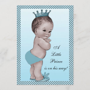 Gullig vintagePrince baby shower Inbjudningar