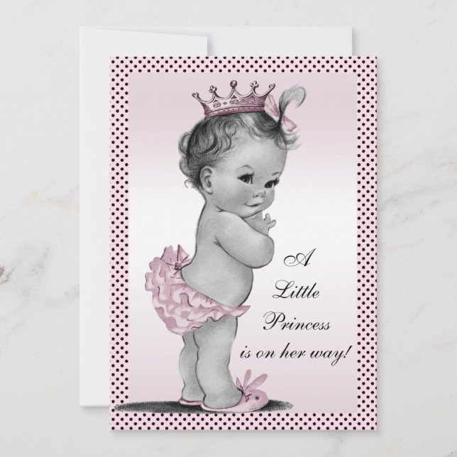 Gullig vintagePrincess baby shower Inbjudningar (Framsida)