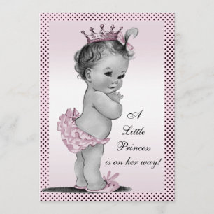 Gullig vintagePrincess baby shower Inbjudningar