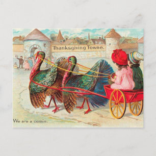 Gullig vintagethanksgiving helg vykort