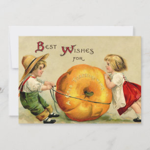 Gullig vintagethanksgivinghälsning julkort
