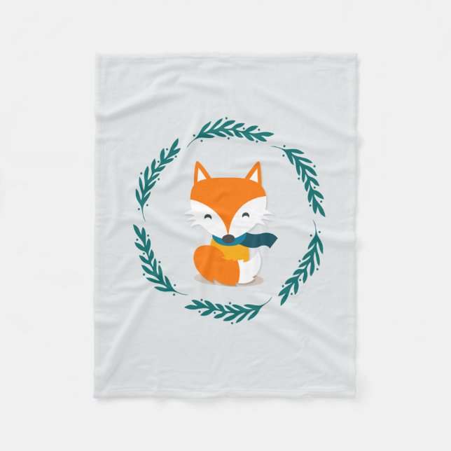 Gullig vinterräv med scarfen fleecefilt (Framsidan)