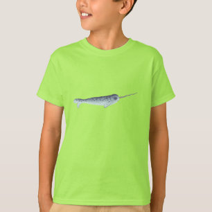 Gullig vit och grå färg Narwhal med den färgrik T Shirt
