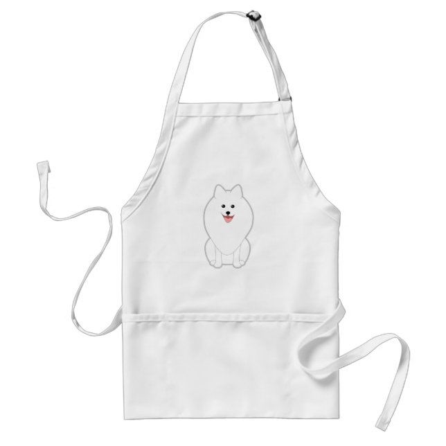 Gullig vithund. Spitz eller Pomeranian. Förkläde (Framsidan)