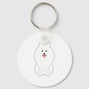 Gullig vithund. Spitz eller Pomeranian. Nyckelring