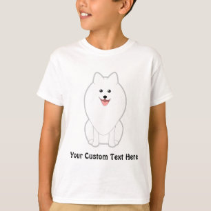 Gullig vithund. Spitz eller Pomeranian. T-shirt