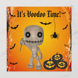 Gullig Voodoodocka & pumpahalloween fest Inbjudningar