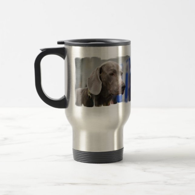 Gullig Weimaraner travel mug Resemugg (Vänster)