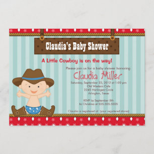 Gullig western Cowboybaby showerinbjudan Inbjudningar