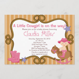 Gullig western Cowgirlbaby showerinbjudan Inbjudningar