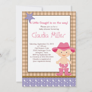Gullig western Cowgirlbaby showerinbjudan Inbjudningar