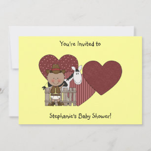 Gullig western pojke- & hästponnyanpassningsbar inbjudningar