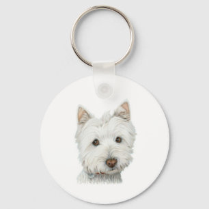 Gullig Westie hundnyckelring Nyckelring