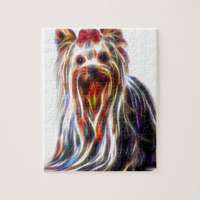 Gullig Yorkshire Yorkie Terrier Pussel (Vertikal)
