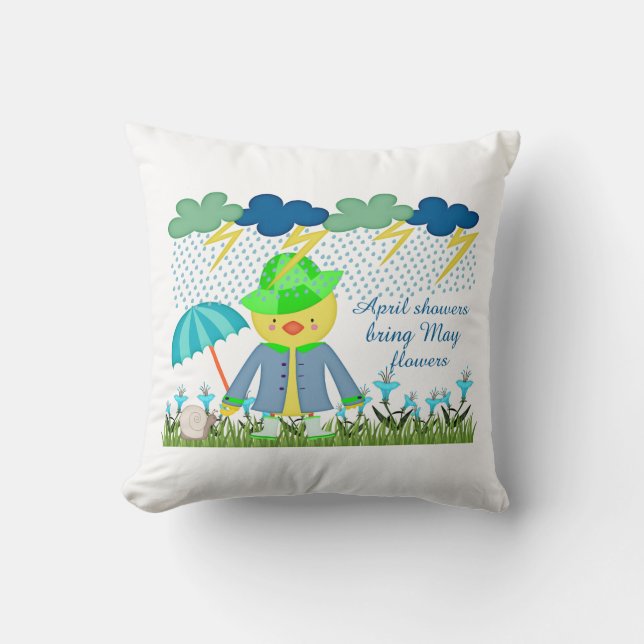 Gulliga ankaApril duschar kommer med majblommor Kudde (Framsida)