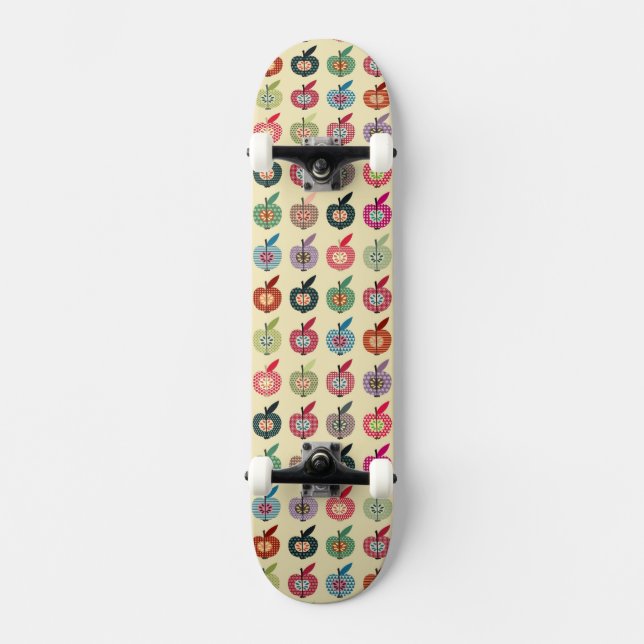 Gulliga äpplen i Retro stil Old School Skateboard Bräda 21,6 Cm (Framsida)