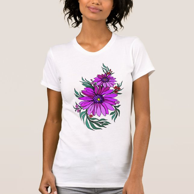 Gulliga art décoblommor 10a t shirt (Framsida)