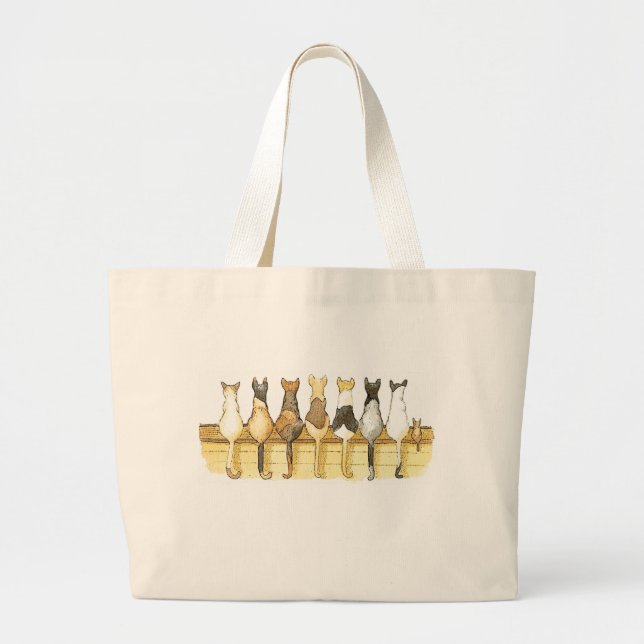 Gulliga återvinningsbara kattlineupbakar hänger jumbo tygkasse (Framsidan)