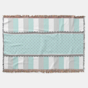 Gulliga baby blue & grå randar och polka dots mysfilt