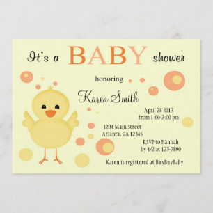 Gulliga baby showerinbjudningar - chick inbjudningar