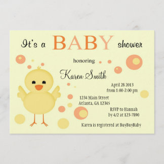 Gulliga baby showerinbjudningar - chick inbjudningar