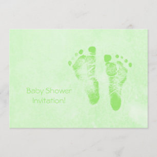 Gulliga baby showernyfödd bebisfotspår i grönt inbjudningar