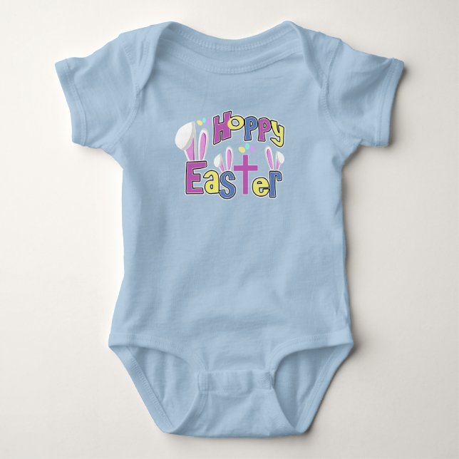 Gulliga babydräkter - Hoppy påsk T Shirt (Framsida)
