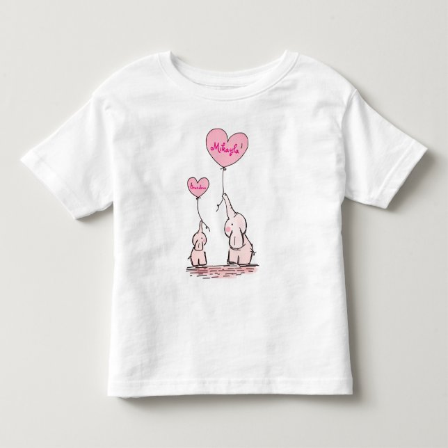 Gulliga ballonger för elefantbabyhåll t shirt (Framsida)