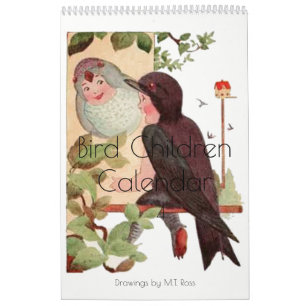 Gulliga barn 4 för fågel för kalender
