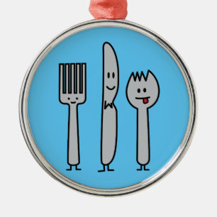 Gulliga bestickUtensils dela sig lycklig för den Julgransprydnad Metall