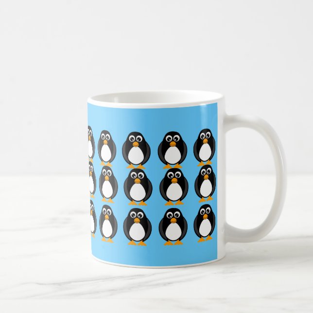 Gulliga blått för pingvinugglatecknad och vitmugg kaffemugg (Höger)