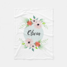 Gulliga blom- vattenfärgblommor för flickor och fleecefilt