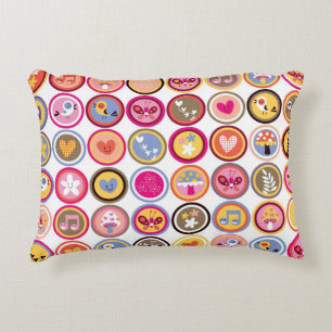 gulliga blommor, fåglar, hjärtamönster prydnadskudde