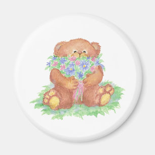 Gulliga blommor för dig nalle magnet