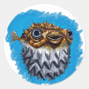 Gulliga Blowfish Runt Klistermärke
