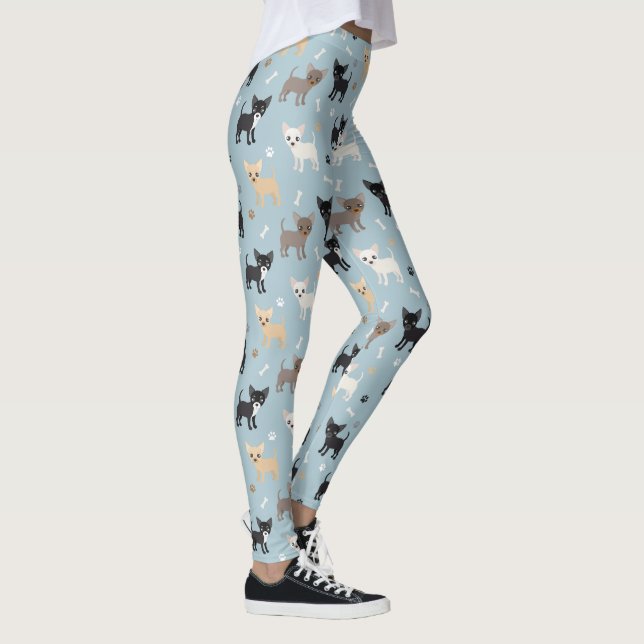 Gulliga Chihuahuamönsterblått Leggings (Höger)