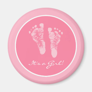 Gulliga dess rosababyfotspår en flickababy shower magnet