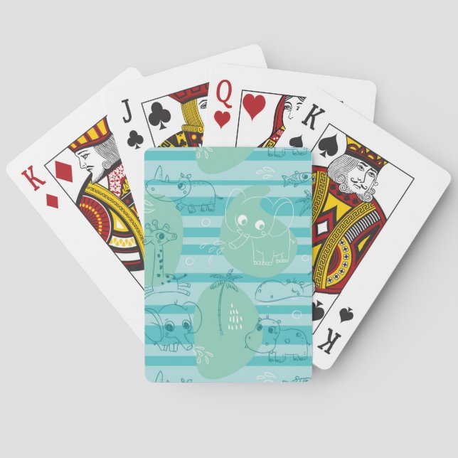 Gulliga djur som leker med vatten 1 casinokort (Baksidan)