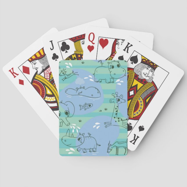 Gulliga djur som leker med vatten 3 casinokort (Baksidan)