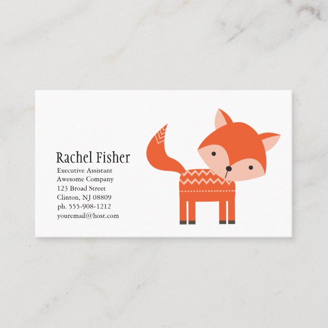 Gulliga djura orange rävvisitkortar visitkort (Framsida)