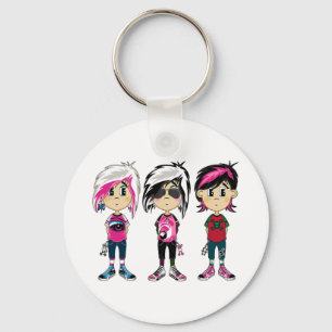 Gulliga Emo Punk flickor Keychain Nyckelring