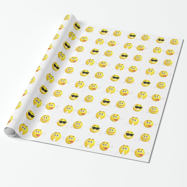 Gulliga Emoji som slår in papper Presentpapper (Utrullad)