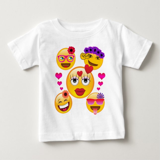 Gulliga Emoji vänder mot för barn och vuxen T-shirt (Framsida)